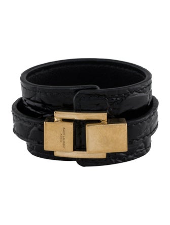 Saint Laurent Leather Le Carre Wrap Bracelet