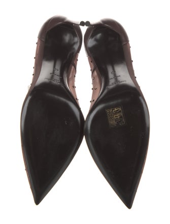 Saint Laurent Mesh Crystal Embellishments T-Strap Pumps