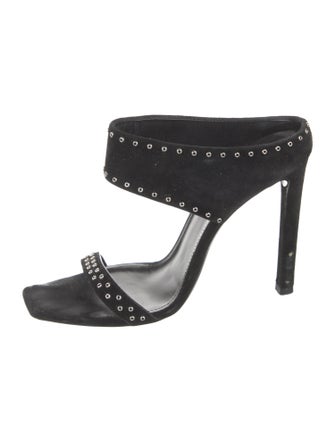 Saint Laurent Suede Studded Accents Slides