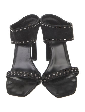 Saint Laurent Suede Studded Accents Slides