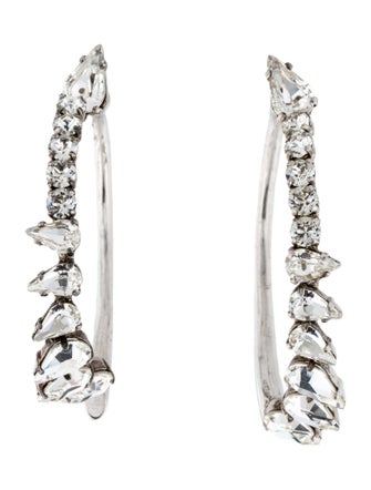 Saint Laurent Crystal Open Hoop Drop Earrings
