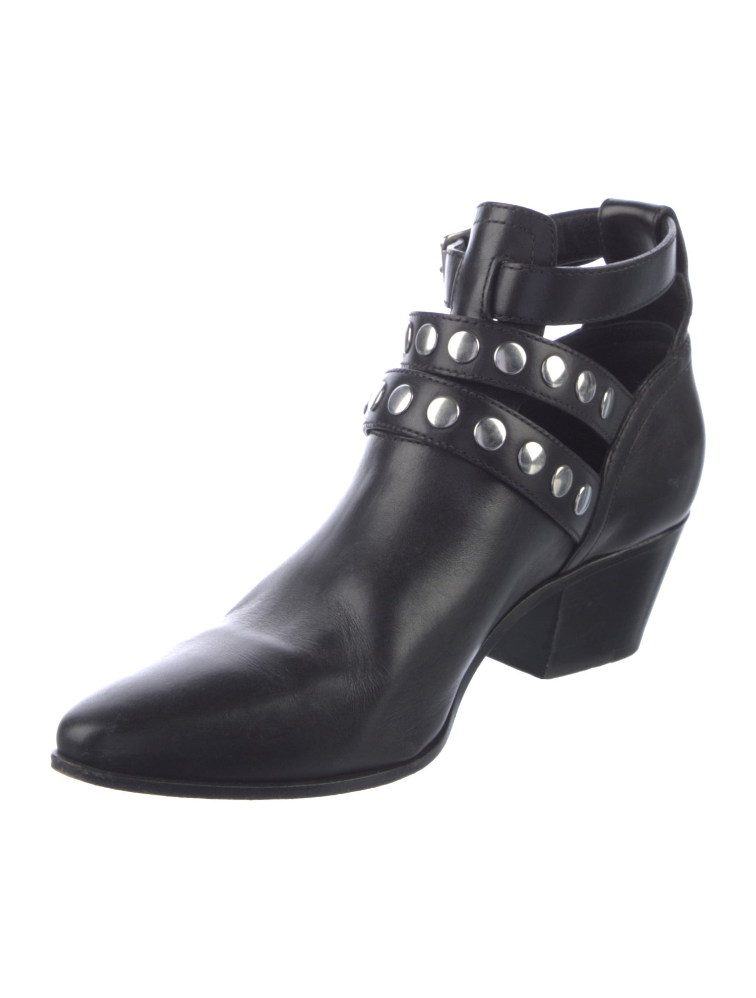 Saint Laurent Leather Studded Accents Boots