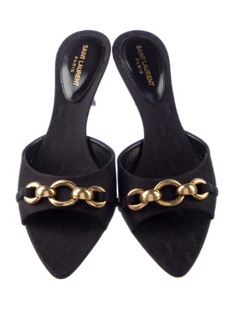 Saint Laurent Canvas Chain-Link Accents Slides