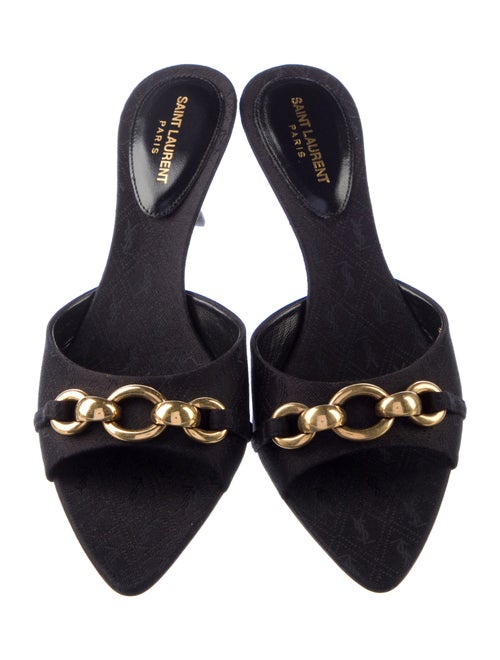 Saint Laurent Canvas Chain-Link Accents Slides