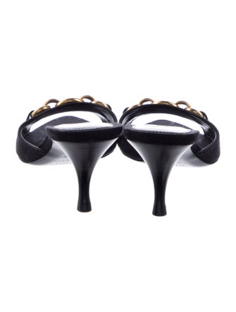 Saint Laurent Canvas Chain-Link Accents Slides