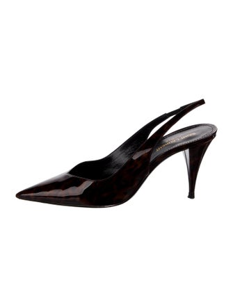 Saint Laurent Patent Leather Animal Print Slingback Pumps