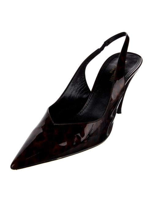Saint Laurent Patent Leather Animal Print Slingback Pumps