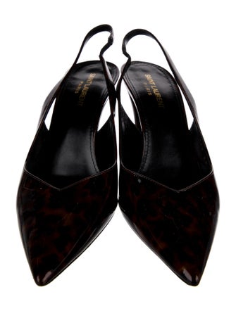Saint Laurent Patent Leather Animal Print Slingback Pumps