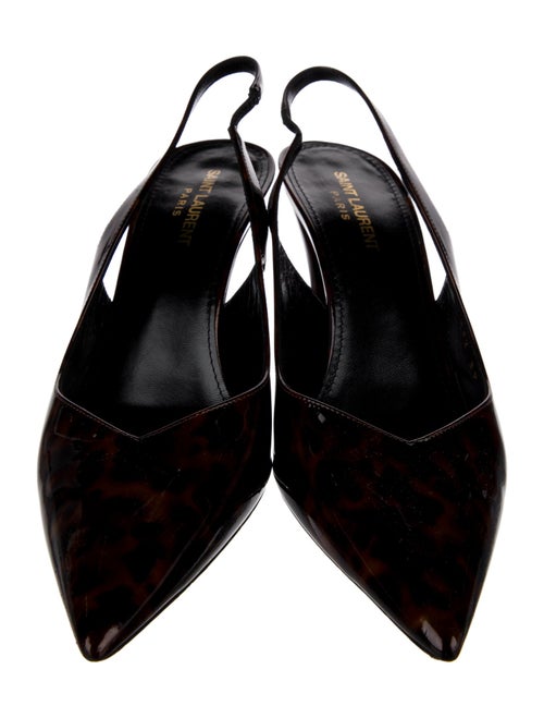 Saint Laurent Patent Leather Animal Print Slingback Pumps