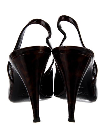Saint Laurent Patent Leather Animal Print Slingback Pumps