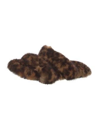 Saint Laurent Mink Animal Print Slides