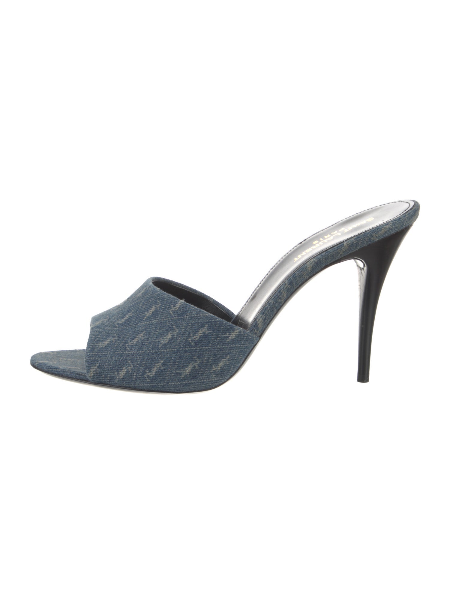 Saint Laurent Denim Printed Slides