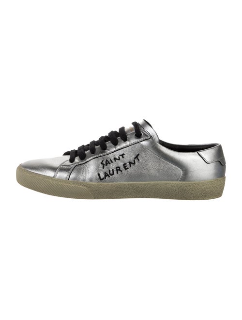 Saint Laurent Leather Embroidered Accent Sneakers