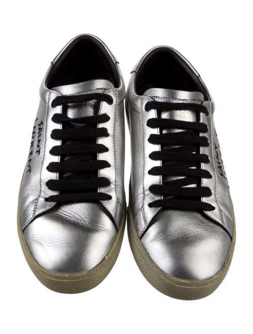 Saint Laurent Leather Embroidered Accent Sneakers