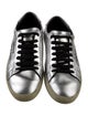 Saint Laurent Leather Embroidered Accent Sneakers