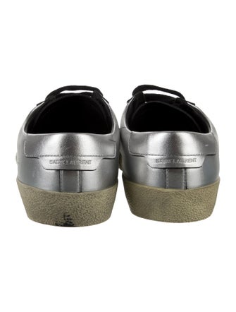 Saint Laurent Leather Embroidered Accent Sneakers