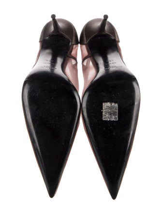 Saint Laurent Leather Mesh Accents Slingback Pumps