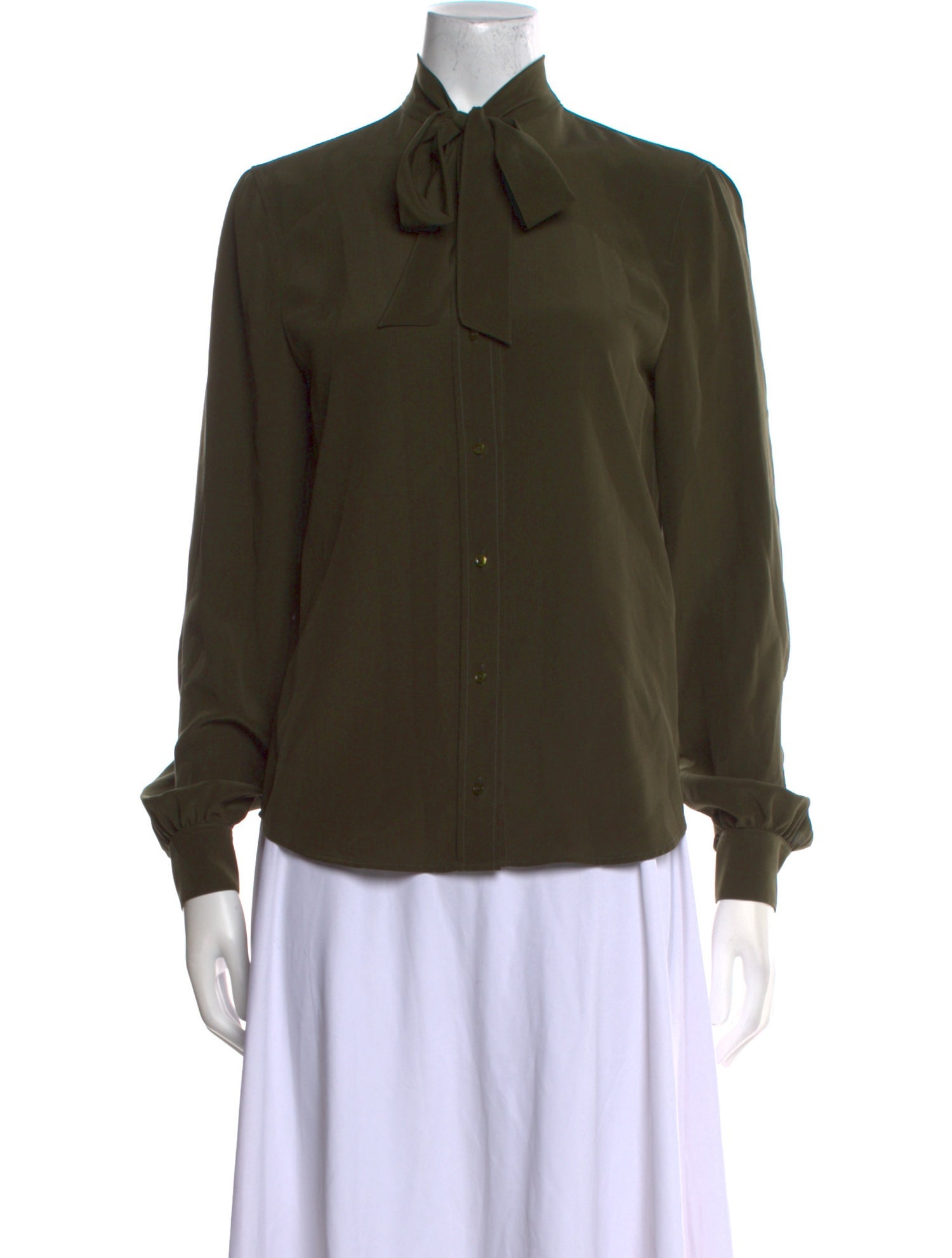 Saint Laurent Silk Long Sleeve Button-Up Top w/ Tags