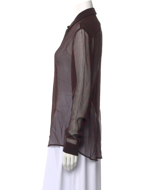 Saint Laurent Silk Long Sleeve Button-Up Top