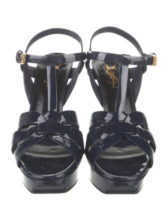 Saint Laurent Patent Leather T-Strap Sandals