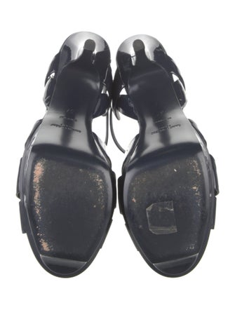 Saint Laurent Patent Leather T-Strap Sandals