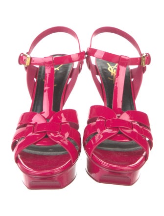 Saint Laurent Patent Leather T-Strap Sandals