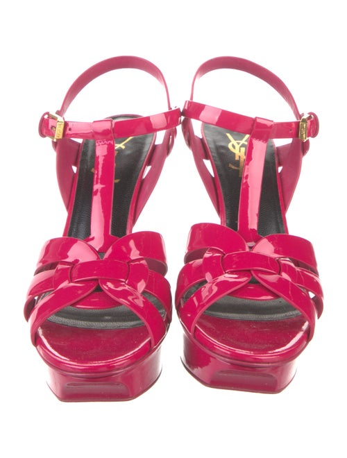 Saint Laurent Patent Leather T-Strap Sandals