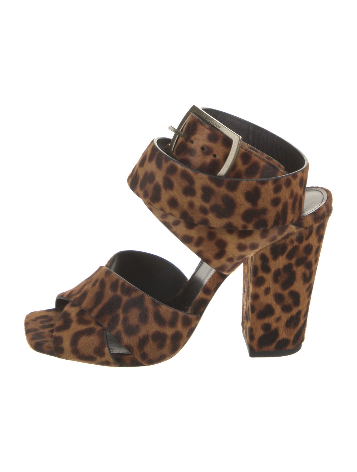 Saint Laurent Ponyhair Animal Print Sandals