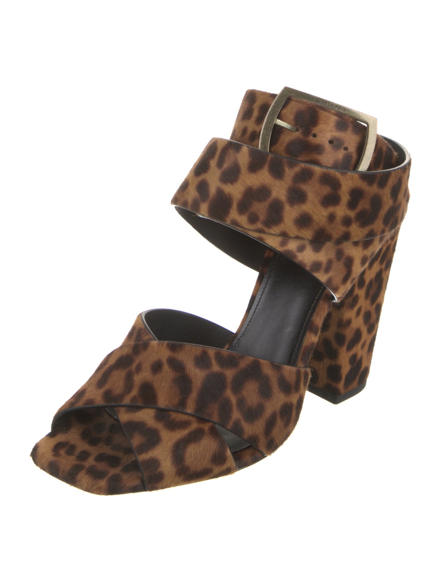 Saint Laurent Ponyhair Animal Print Sandals