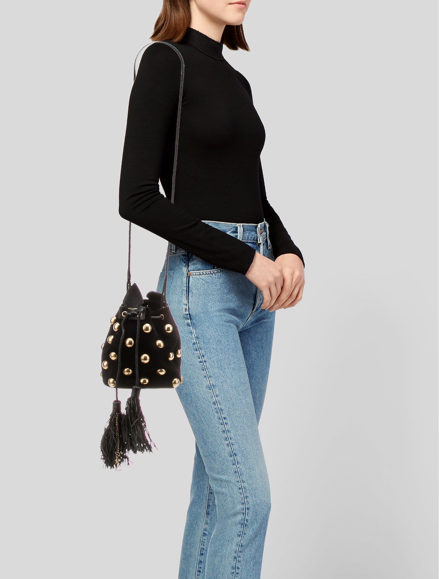 Saint Laurent Suede Anja Tassel Small