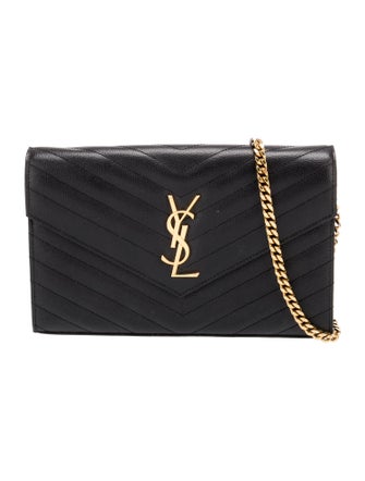 Saint Laurent Leather Cassandre Wallet on Chain
