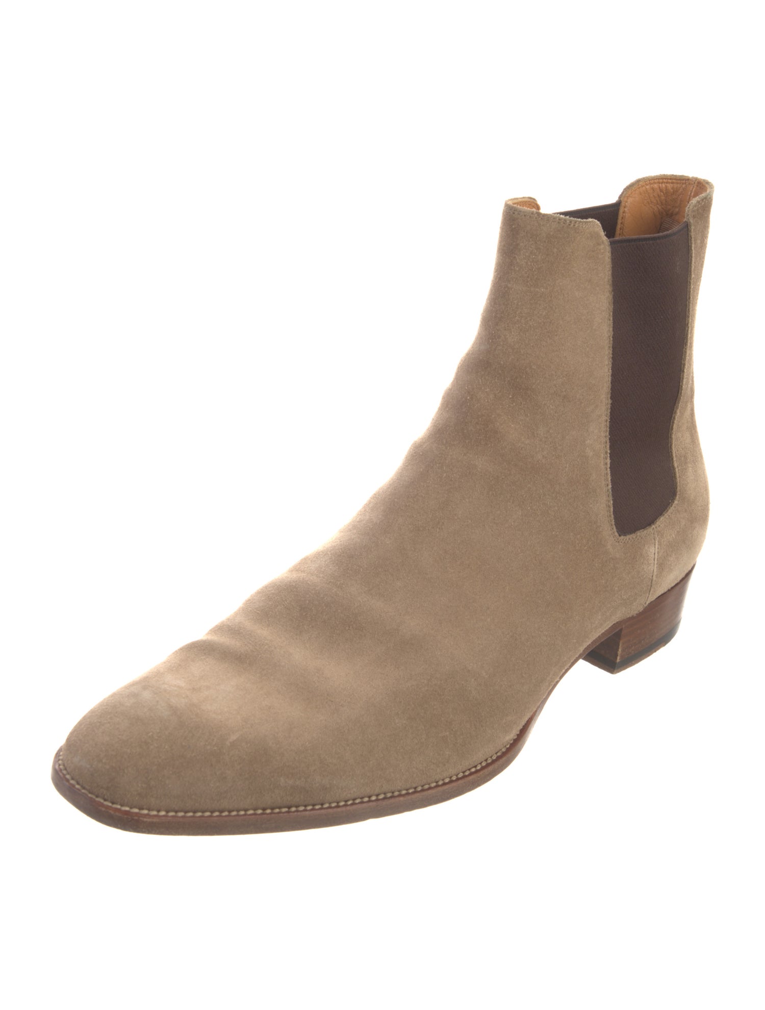 Saint Laurent Suede Chelsea Boots - Neutrals Boots, Shoes