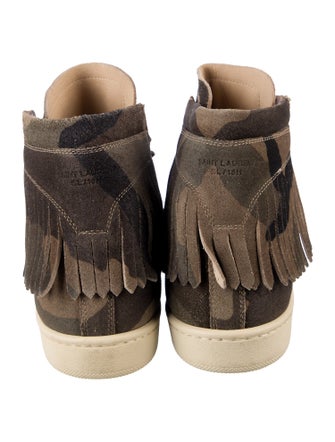 Saint Laurent Suede Camouflage Print Sneakers
