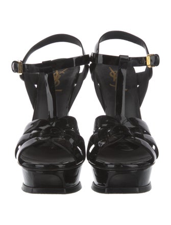 Saint Laurent Patent Leather T-Strap Sandals