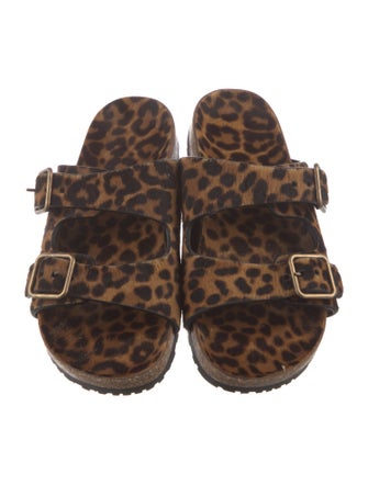 Saint Laurent Ponyhair Animal Print Slides