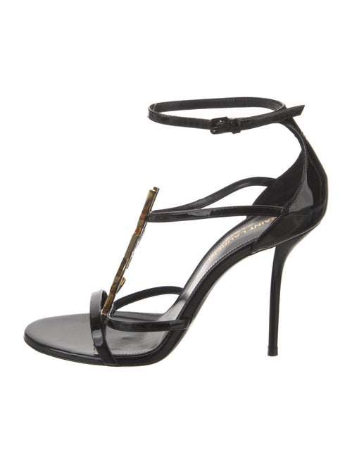 Saint Laurent Patent Leather T-Strap Sandals