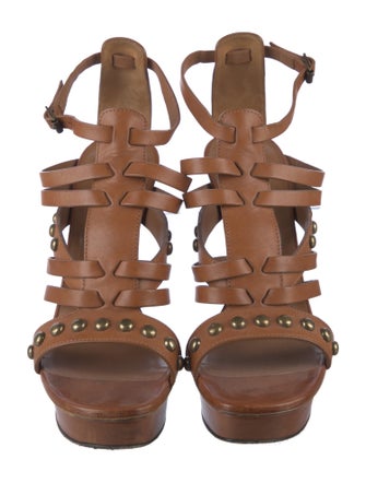 Saint Laurent Leather Studded Accents Gladiator Sandals