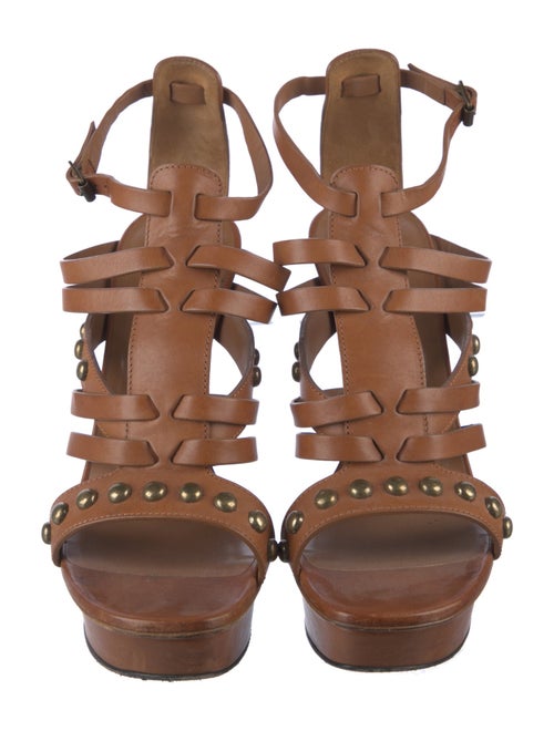 Saint Laurent Leather Studded Accents Gladiator Sandals