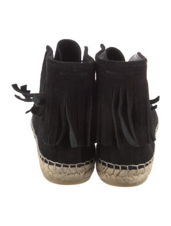 Saint Laurent Suede Fringe Trim Accent Espadrilles