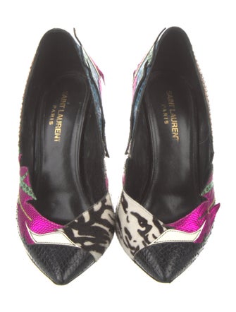 Saint Laurent Leather Animal Print D'Orsay Pumps