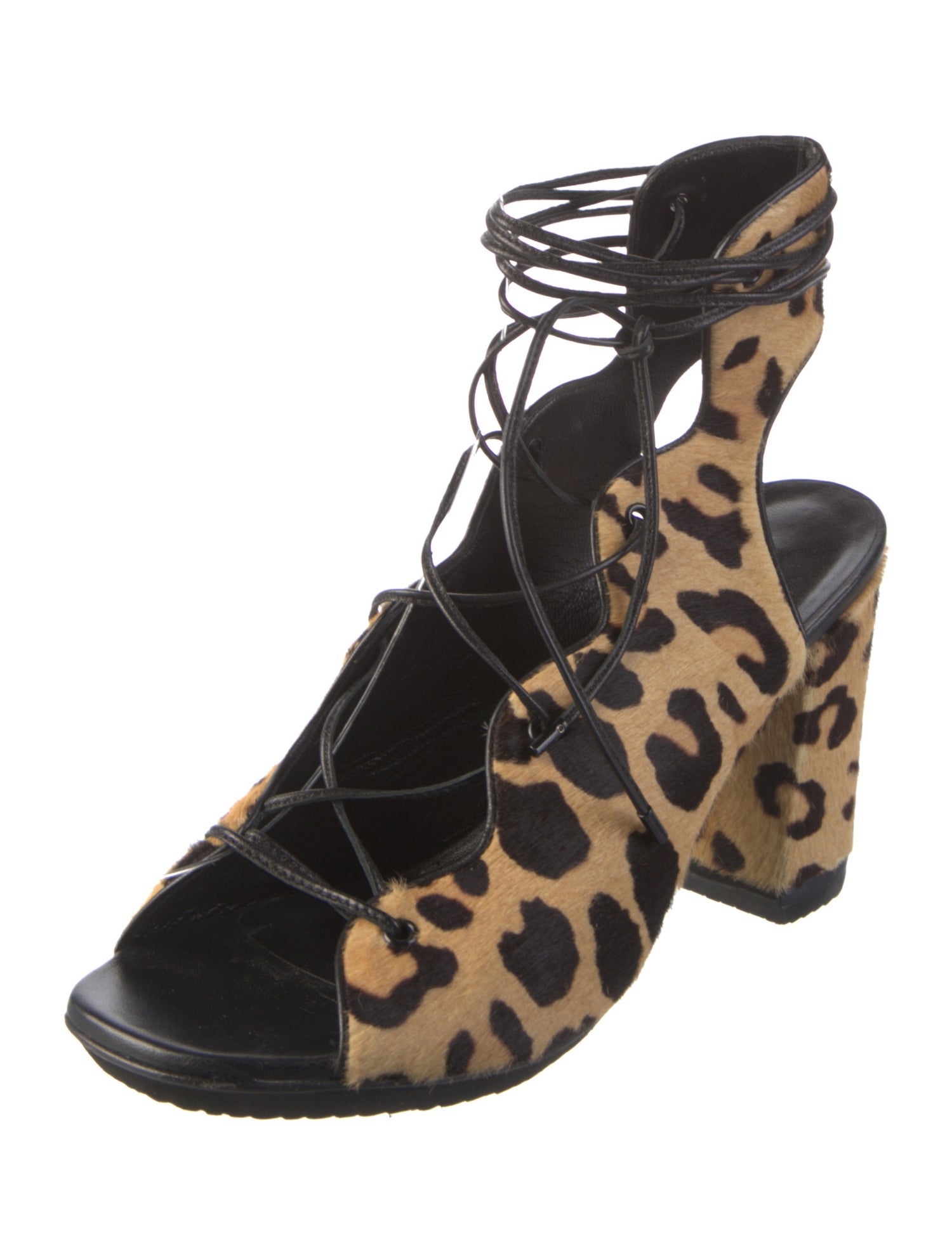 Saint Laurent Ponyhair Animal Print Gladiator Sandals