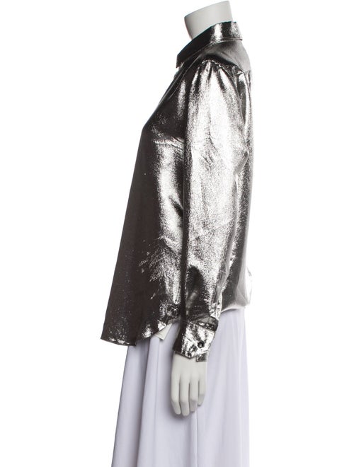 Saint Laurent Silk Long Sleeve Button-Up Top