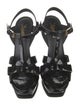 Saint Laurent Patent Leather Cutout Accent T-Strap Sandals