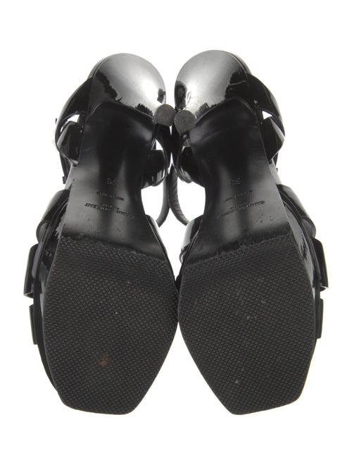 Saint Laurent Patent Leather Cutout Accent T-Strap Sandals
