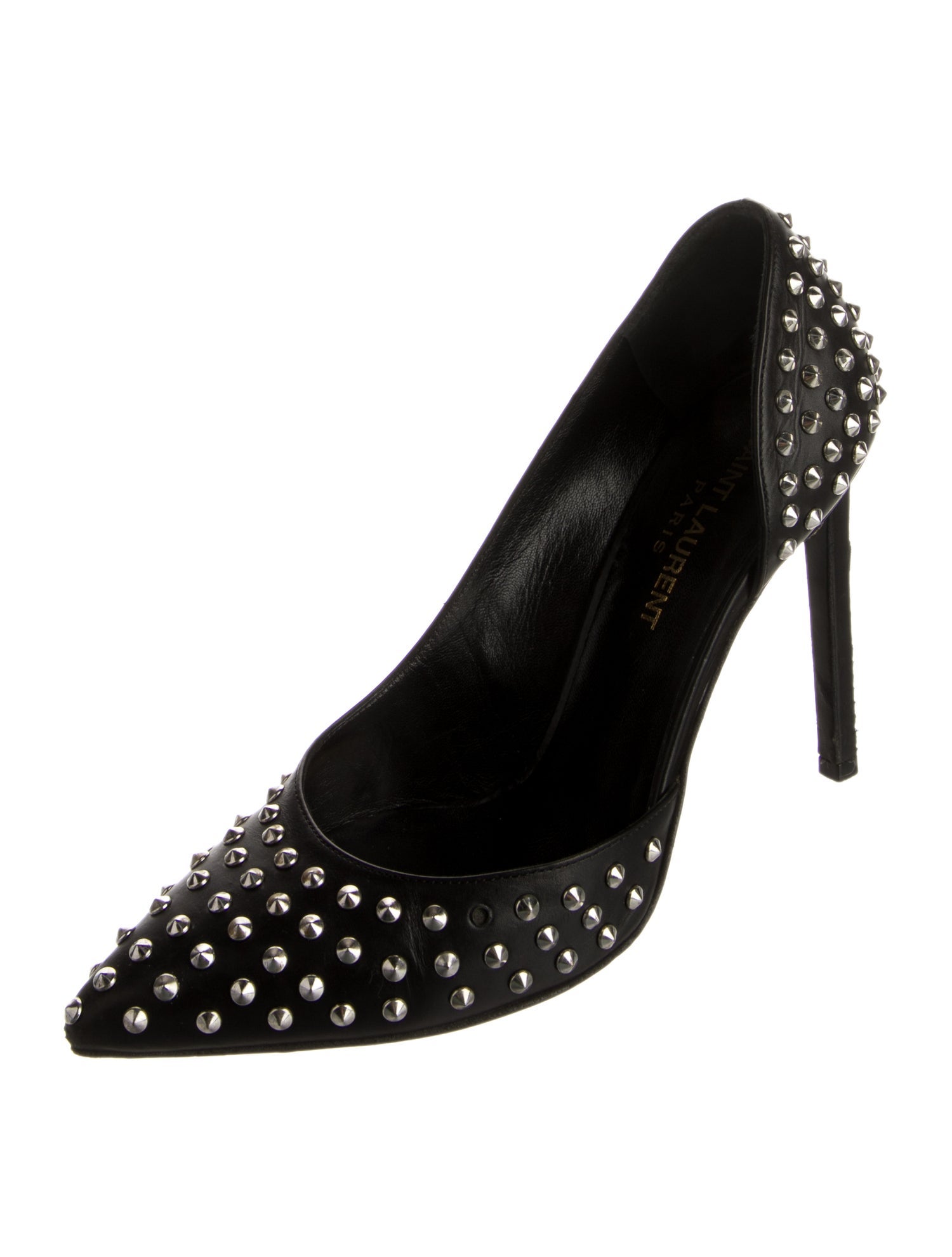 Saint Laurent Leather Studded Accents D'Orsay Pumps