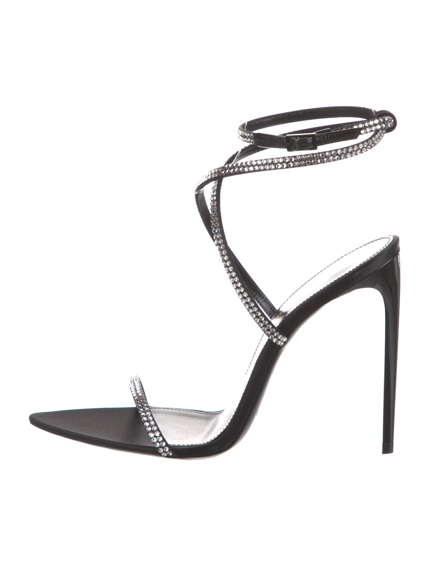 Saint Laurent Satin Crystal Embellishments Sandals
