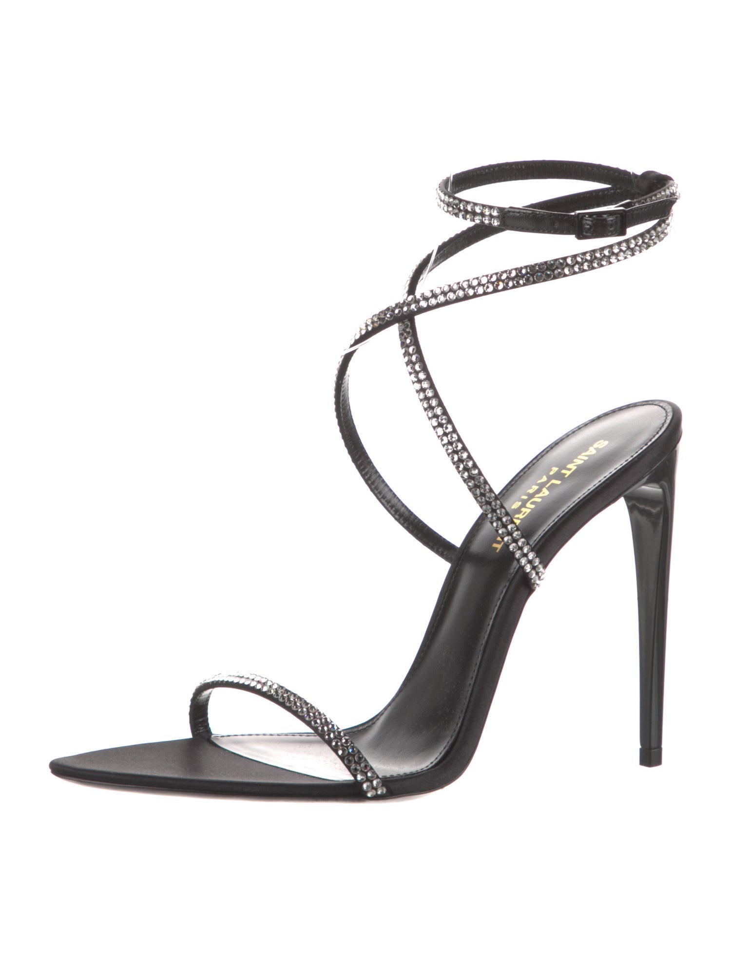 Saint Laurent Satin Crystal Embellishments Sandals