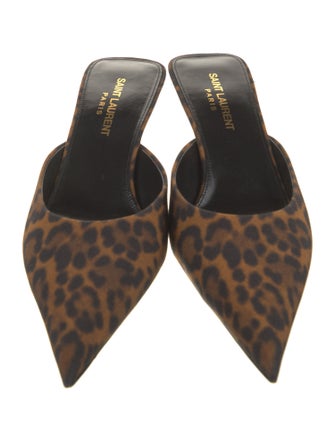Saint Laurent Canvas Animal Print Mules