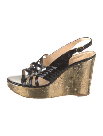 Saint Laurent Patent Leather Slingback Sandals