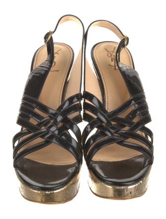 Saint Laurent Patent Leather Slingback Sandals